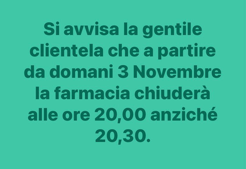 Chiusura serale invernale ore 20:00